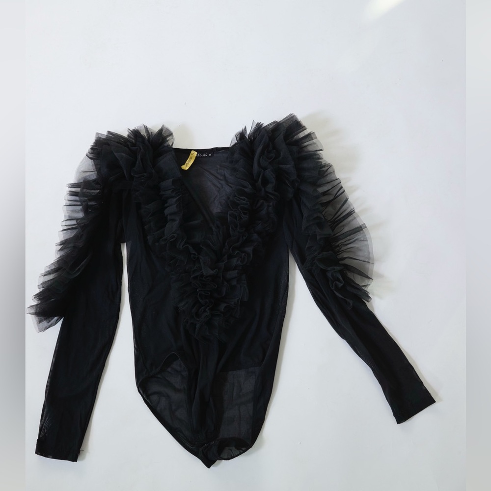 Black Ruffled One Piece